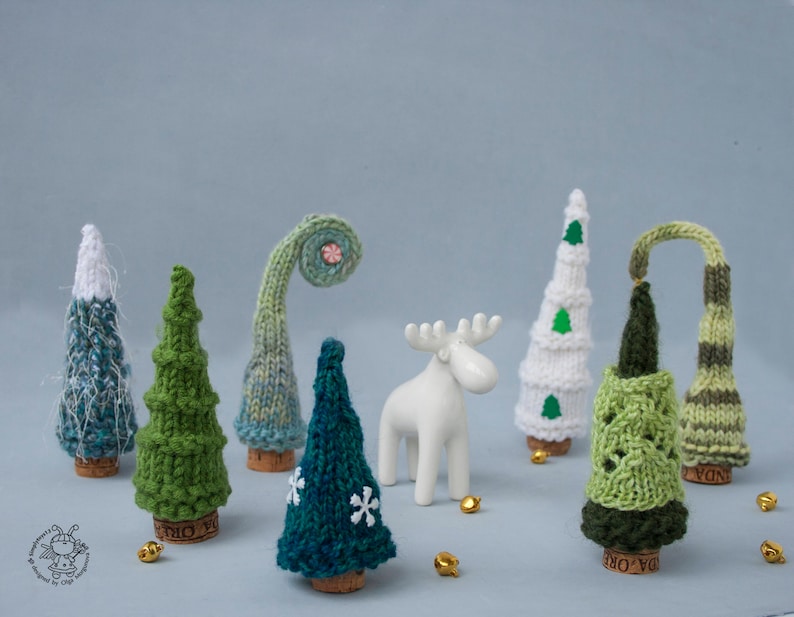 7 Pine Christmas Trees pdf patterns Decoration Xmas & New year Gift Forest Xmas Instant download Knitting pattern Knitted round Pine Tree image 10