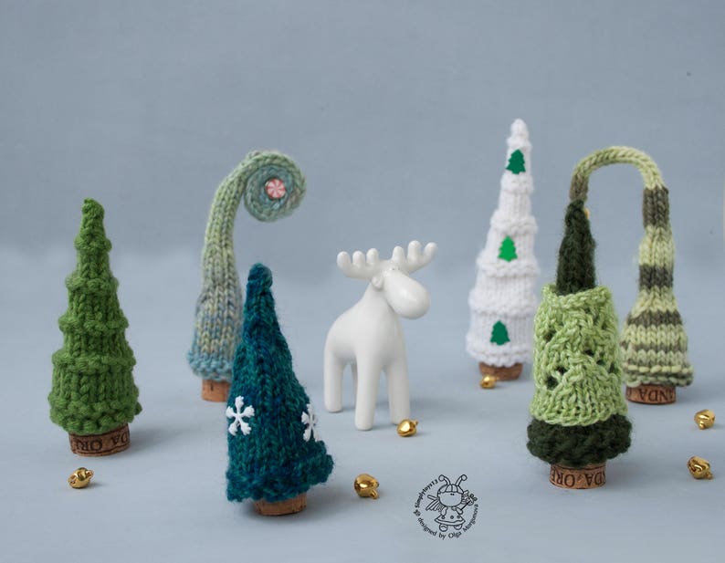 7 Pine Christmas Trees pdf patterns Decoration Xmas & New year Gift Forest Xmas Instant download Knitting pattern Knitted round Pine Tree image 9