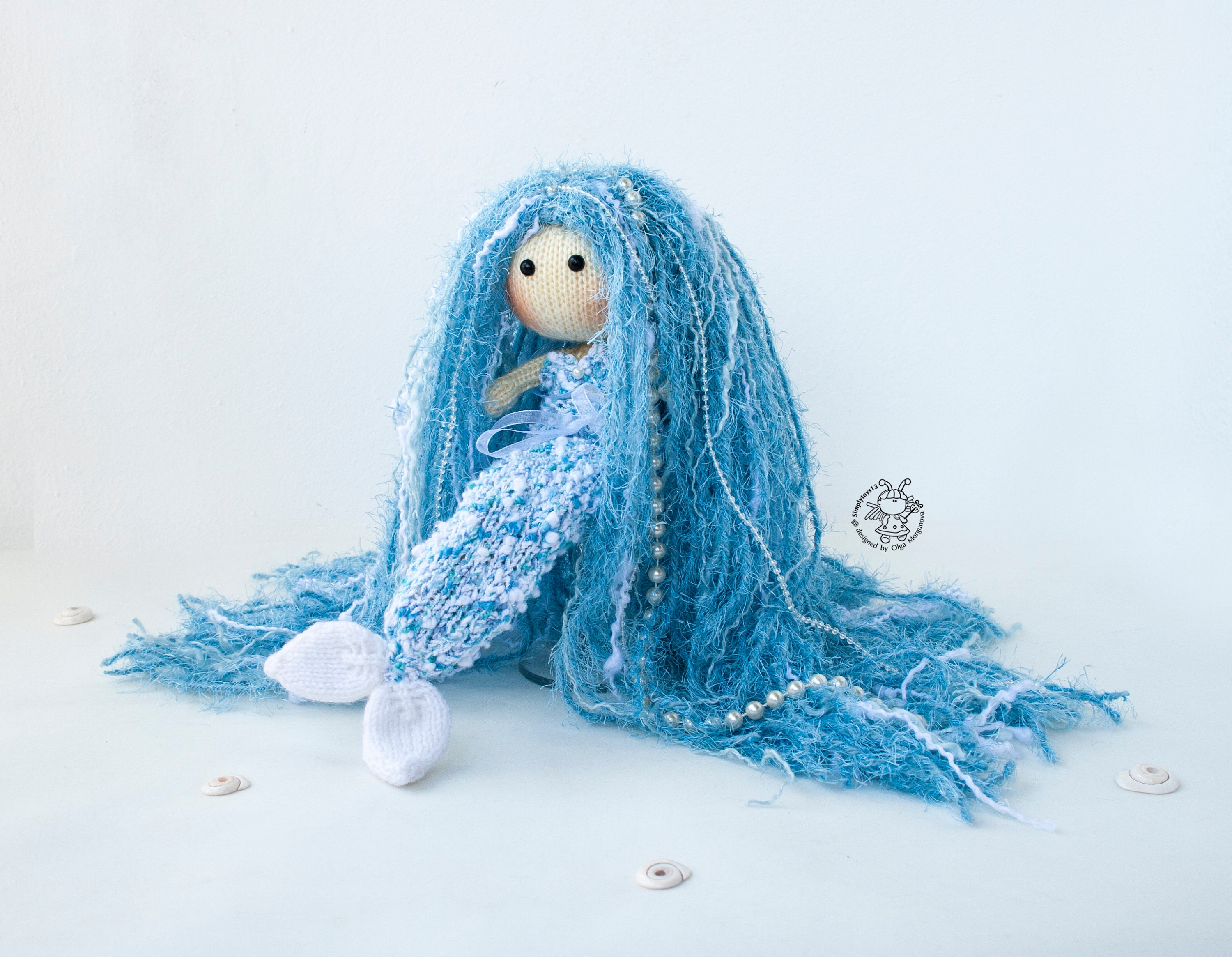 Knitted flat mermaid doll pattern Instant download Knitting Etsy