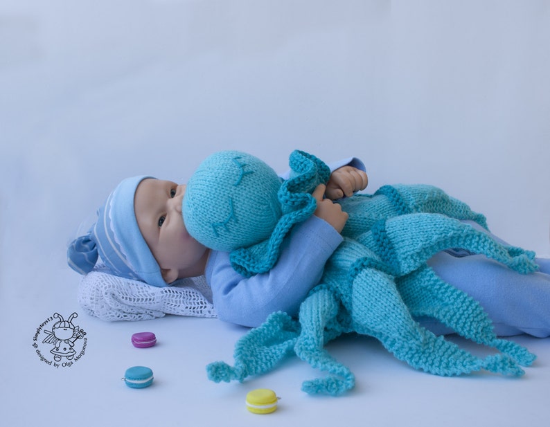 Octopus Toy Baby Lace Blanket. Amigurumi Octopus. PDF instant download. Knitting pattern Knitted round. PDF cute comforter octopus pattern image 5