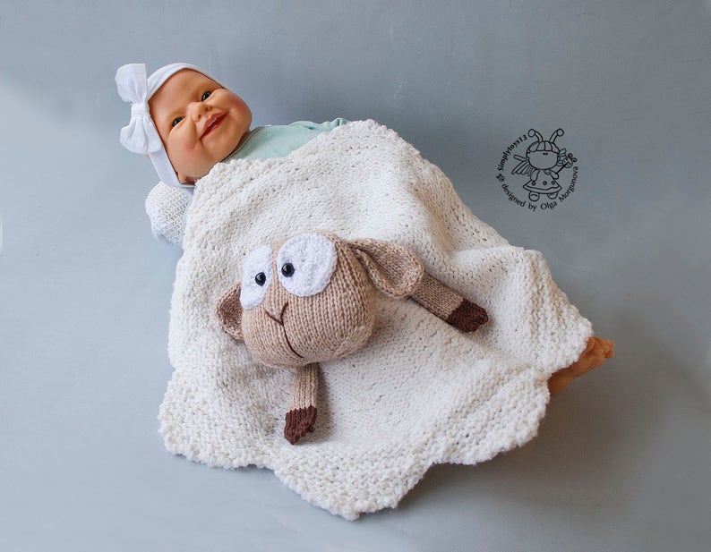 Lamb Toy Baby Lace Blanket. Lamb for newborns. Amigurumi ...