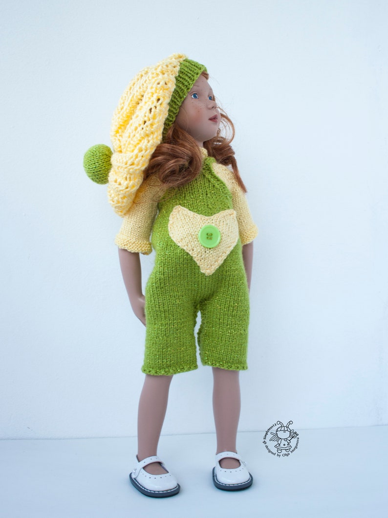 Lime and lemon outfit for 16-18 or similar sized dolls American Girl Gotz Zwergnaze PDF Doll Clothes knitting flat pattern