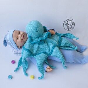 Octopus Toy Baby Lace Blanket. Amigurumi Octopus. PDF instant download. Knitting pattern Knitted round. PDF cute comforter octopus pattern image 4
