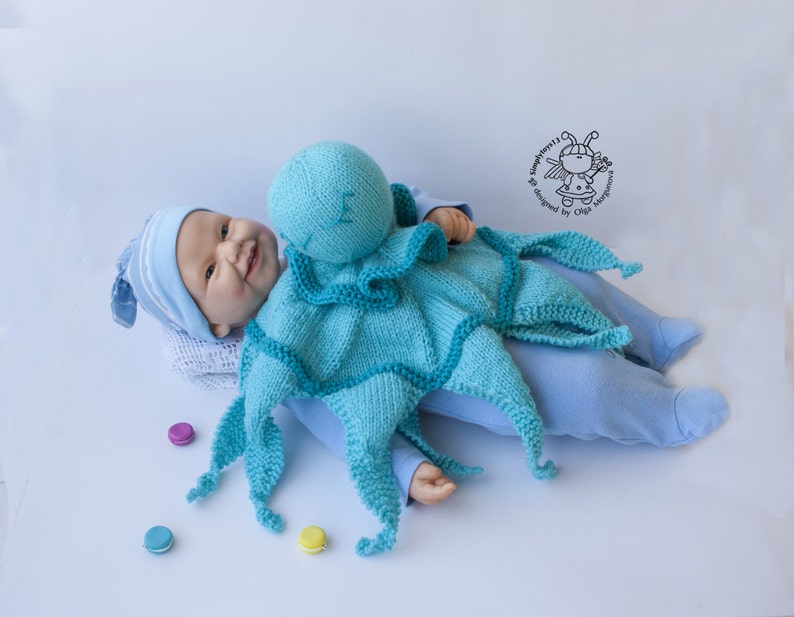 Octopus Toy Baby Lace Blanket. Amigurumi Octopus. PDF instant download. Knitting pattern Knitted round. PDF cute comforter octopus pattern image 4