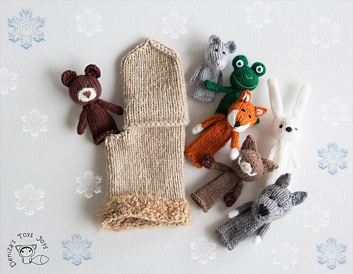 Knitting Round Finger Puppets Pattern Set: 7 Animal Toys (PDF Download ...