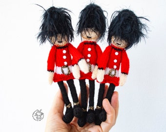 Queens guard ornament knitting flat. Royal Guards. Toy Soldier Ornament. Queens guard ornament  Naughty doll DIY knitted toy Doll making PDF