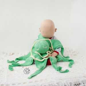 Knitted flat Octopus Toy Baby Lace Blanket. Amigurumi Octopus. Baby Lace Blanket. Instant download. Knitting pattern PDF comforter Octopus image 7