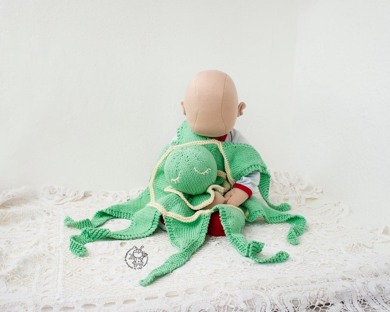 Knitted flat Octopus Toy Baby Lace Blanket. Amigurumi Octopus. Baby Lace Blanket. Instant download. Knitting pattern PDF comforter Octopus image 7