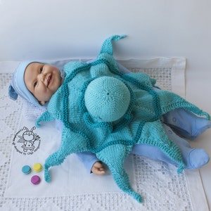 Octopus Toy Baby Lace Blanket. Amigurumi Octopus. PDF instant download. Knitting pattern Knitted round. PDF cute comforter octopus pattern image 3