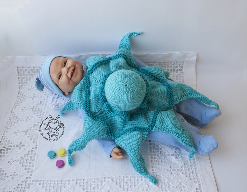 Octopus Toy Baby Lace Blanket. Amigurumi Octopus. PDF instant download. Knitting pattern Knitted round. PDF cute comforter octopus pattern image 3