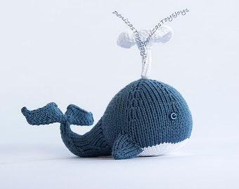 Whale. Amigurumi knitting Whale. PDF instant download. Knitting pattern Knitted round. PDF cute Whale pattern. PDF Narwhal toy