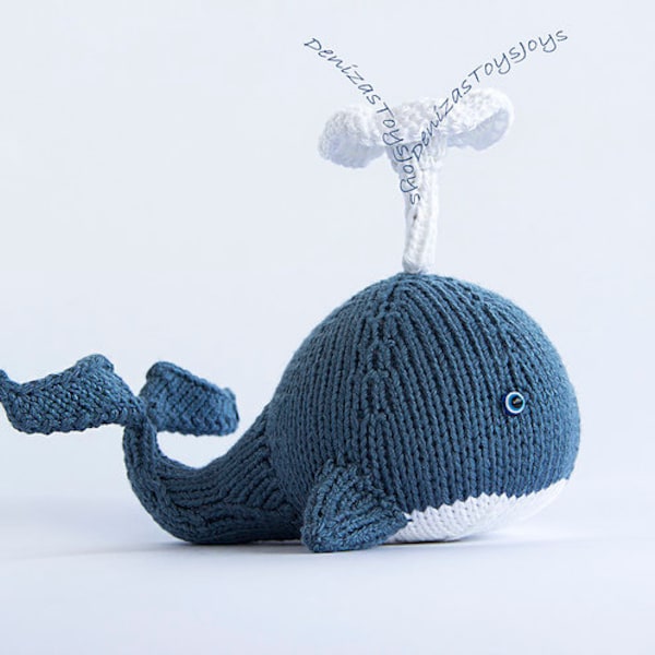 Whale. Amigurumi knitting Whale. PDF instant download. Knitting pattern Knitted round. PDF cute Whale pattern. PDF Narwhal toy