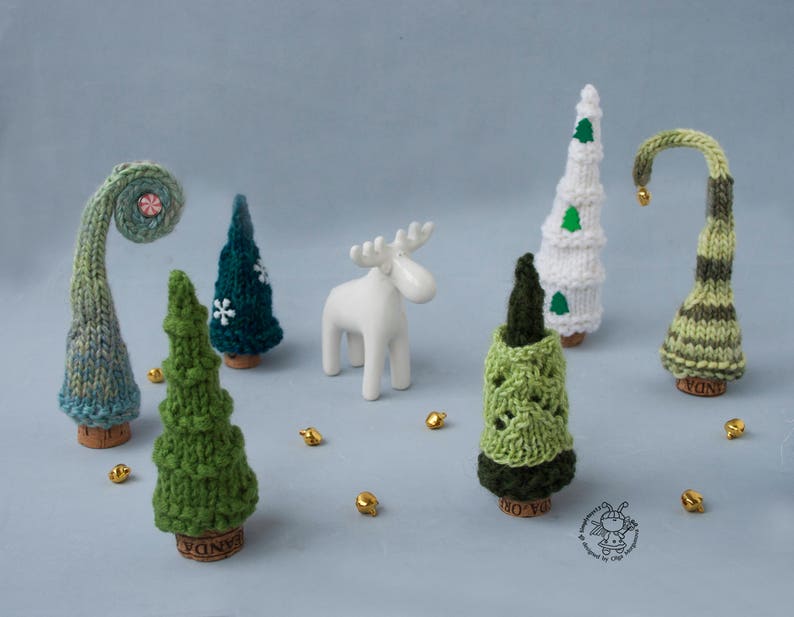 7 Pine Christmas Trees pdf patterns Decoration Xmas & New year Gift Forest Xmas Instant download Knitting pattern Knitted round Pine Tree image 8