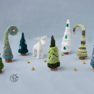 7 Pine Christmas Trees pdf patterns Decoration Xmas & New year Gift Forest Xmas Instant download Knitting pattern Knitted round Pine Tree image 5