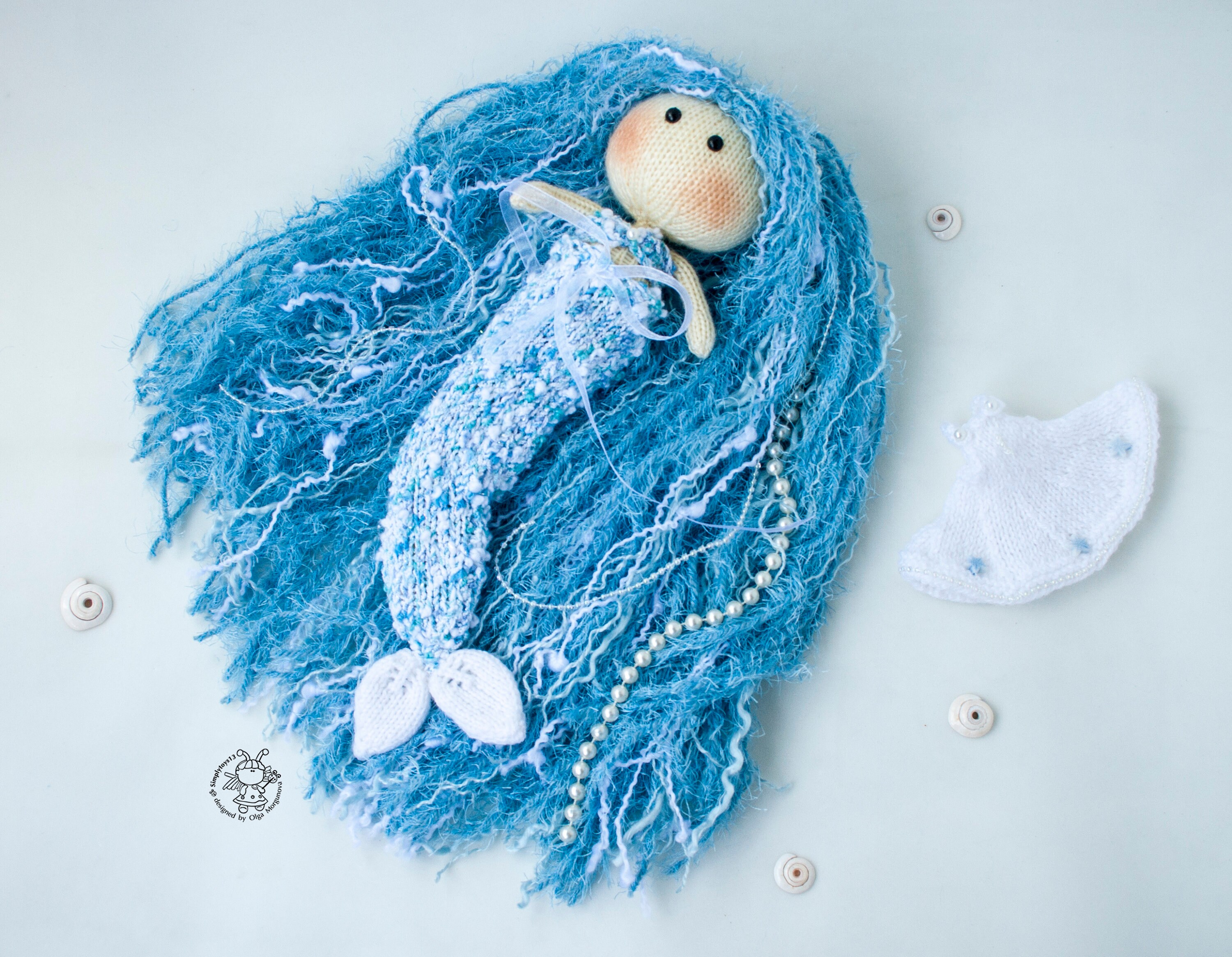 Knitted flat mermaid doll pattern Instant download Knitting Etsy