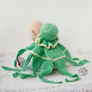 Knitted flat Octopus Toy Baby Lace Blanket. Amigurumi Octopus. Baby Lace Blanket. Instant download. Knitting pattern PDF comforter Octopus image 8