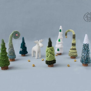 7 Pine Christmas Trees pdf patterns Decoration Xmas & New year Gift Forest Xmas Instant download Knitting pattern Knitted round Pine Tree image 4
