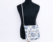 Quilted crossbody bag with PU leather strap, Medium crossbody bag for women, Light weight cotton fabric bag ,Fair trade hobo slouchy bag