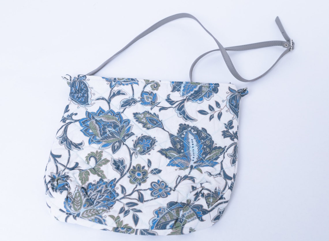 Quilted Floral Crossbody Bag With PU Leather Strap Canvas Etsy