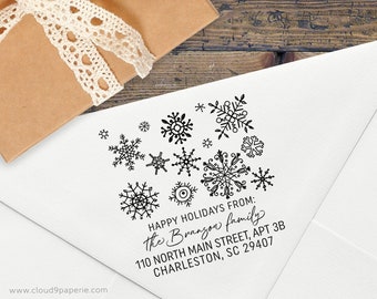 Return Address Wood Mounted Stamp Custom Address Stamp S053W Holiday Address Stamp Christmas Rubber Stamp Christmas Address Stamp