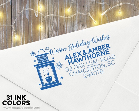 Christmas Address Stamp Holiday Address Stamp Self Inking Etsy