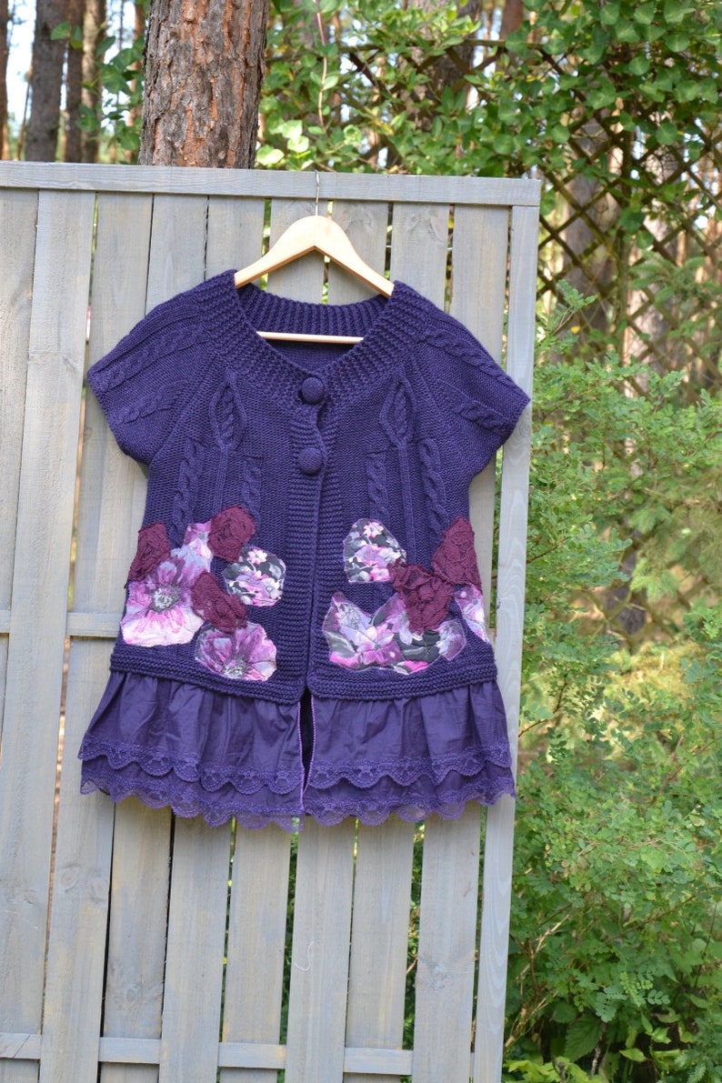 Veste en fleurs violet boho image 1