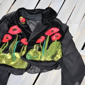 Veste en coquelicots feutrées image 1