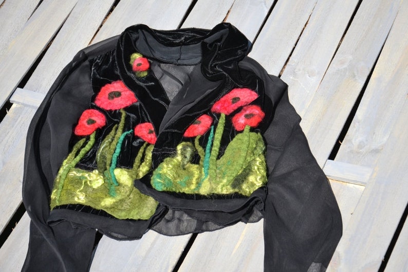 Veste en coquelicots feutrées image 1