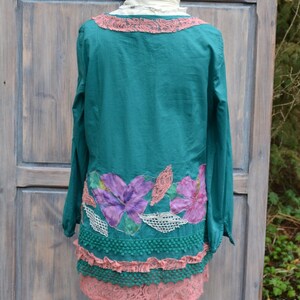 Cotton tunic M boho dress bohemian upcycled image 4