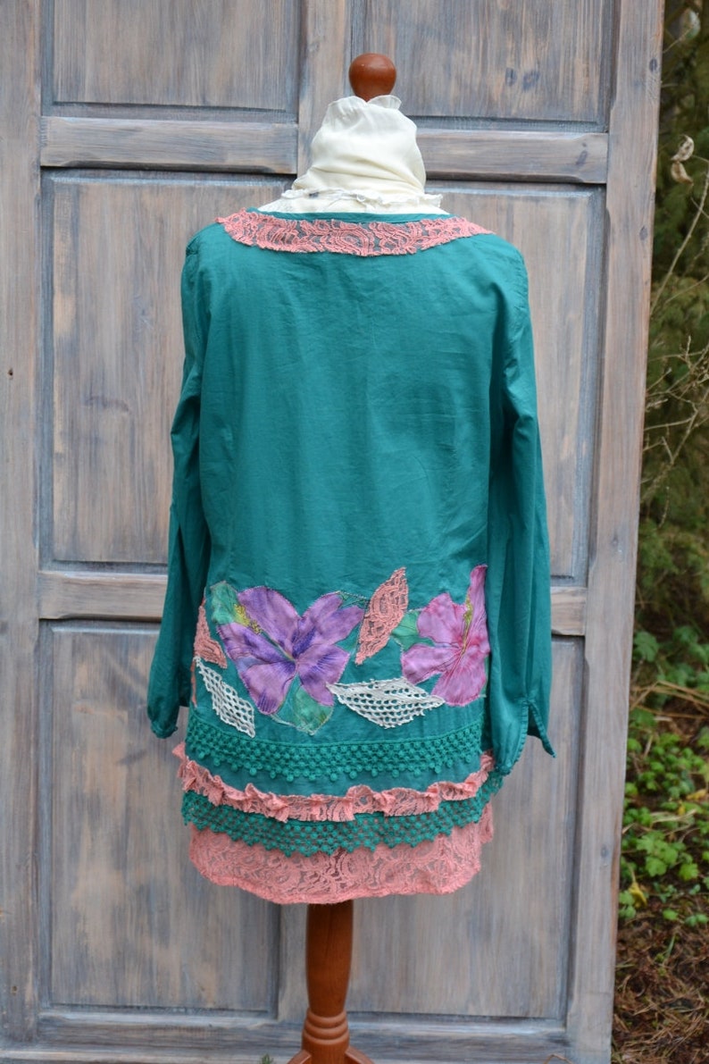 Cotton tunic M boho dress bohemian upcycled image 4