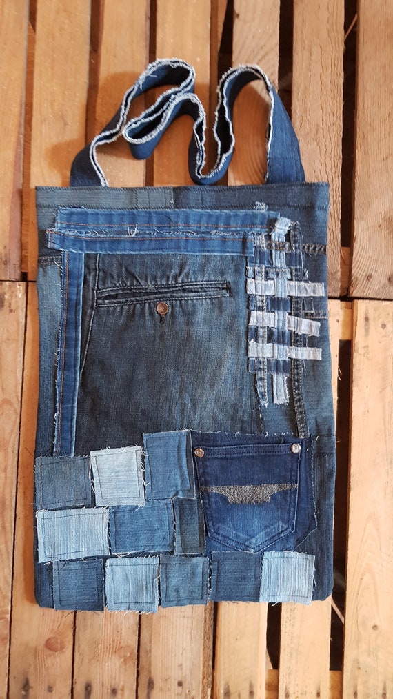 Handmade Denim Bag of Recycled Jeans Blue Denim Recycled Etsy