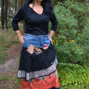 Gypsy skirt folk L XLrecycled long skirt hippi image 1