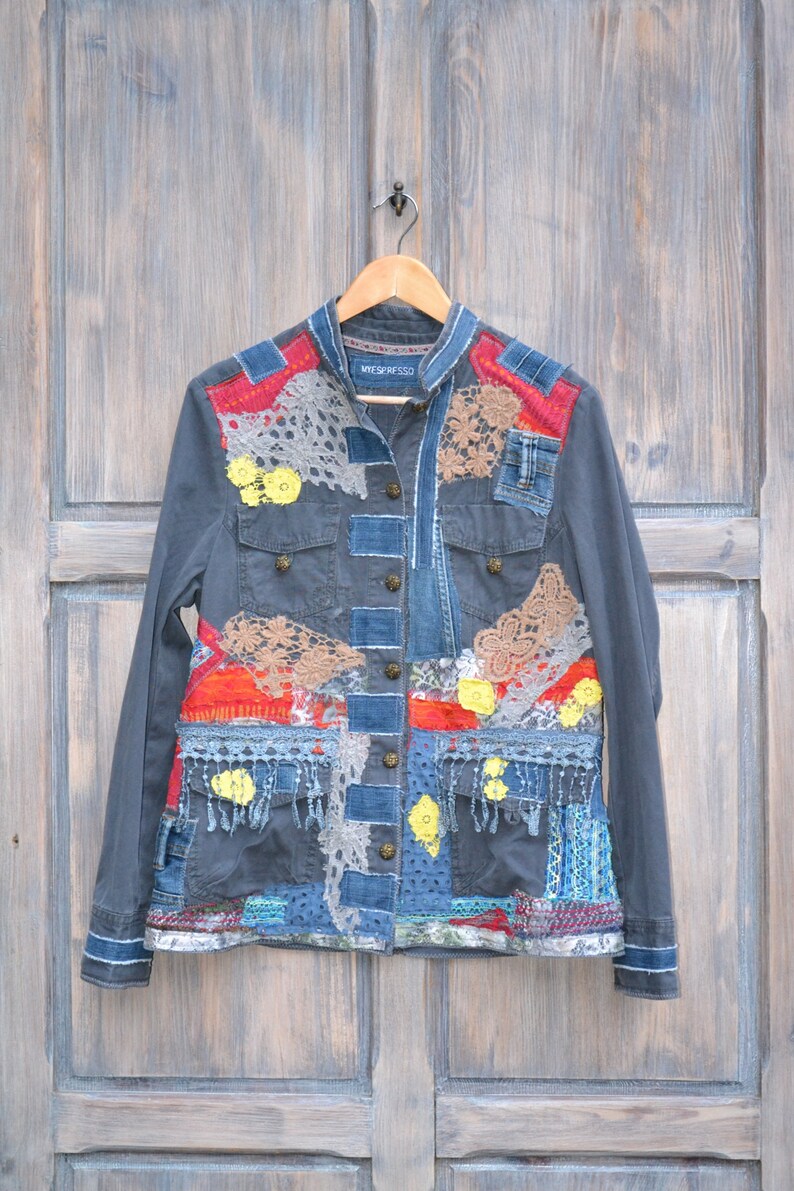 Steampunk Inspired Denim Jacket Denim Reworked - Etsy