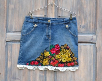 Romantic hippie folk skirt recycling