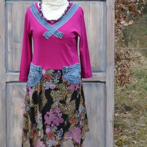 Romantic upcycled dress gypsy clothing dress L XL image 3