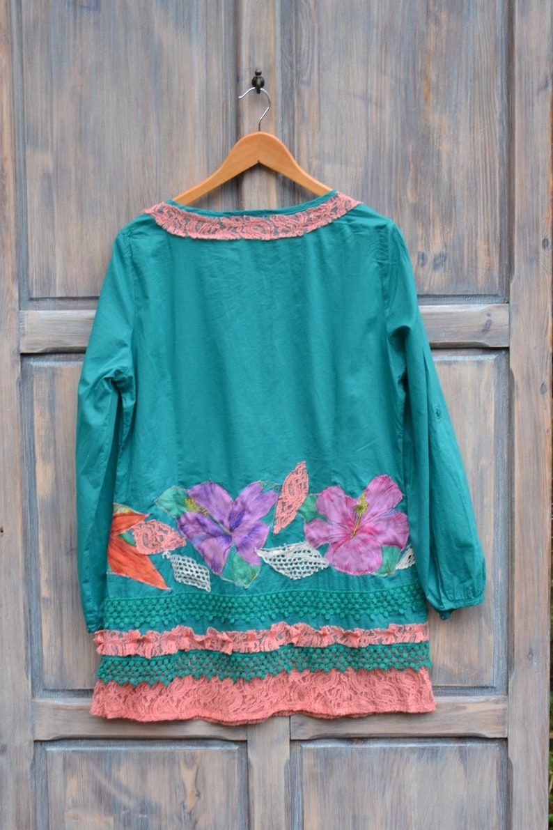 Cotton tunic M boho dress bohemian upcycled image 3