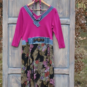 Romantic upcycled dress gypsy clothing dress L XL image 1