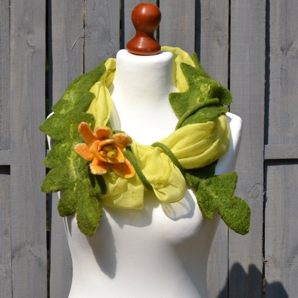 Infinity Circle Scarf, Nuno Felted scarf,
