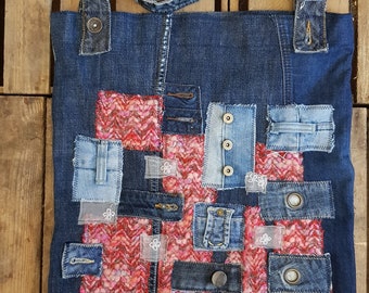 Handmade Denim Bag of Recycled Jeans, Blue, Denim, recycled,