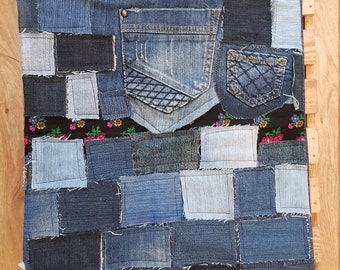 Borsa Denim fatta a mano di jeans riciclati, blu, denim, riciclato,
