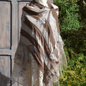 Romantic big cream shawl image 1
