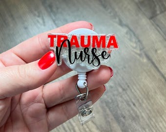 Trauma Nurse Badge Reel | Nurse Badge Reel | Gifts For Nurses | Glitter Badge Reel | RN | ER Nurse Badge Reel | Trauma ICU Nurse Badge Reel