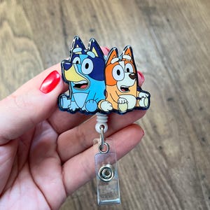 Orange & Blue Dog Friends Badge Reel | Gifts For Nurses | Nurse Badge Reel | Glitter Badge Reel | Acrylic Badge Reel | Pediatrics Badge Reel