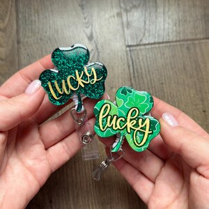 Lucky Clover Badge Reels | Nurse Badge Reel | Glitter Badge Reel | Holiday Badge Reel | Acrylic Badge Reel | St. Patrick’s Day Badge Reels