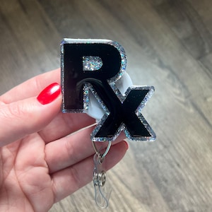 RX Badge Reel | Gifts For Healthcare Workers | Glitter Badge Reel | Healthcare Badge Reel | Pharmacist Badge Reel | Pharmacy Badge Reel