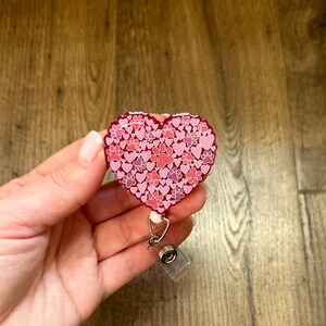 Scattered Dog Paws Heart Badge Reel | Nurse Badge Reel | Glitter Badge Reel | Acrylic Badge Reel | Valentine’s Badge Reel | Dog Badge Reel