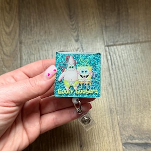 Bobine d'insigne d'amis de dessin animé Goofy Goobers Under Sea | Bobine d'insigne d'infirmière | Bobine de badge scintillant | Bobine de badge en acrylique | Bobine pour badge pédiatrique