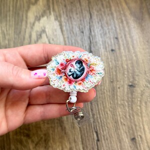 Floral Uterus With Baby Badge Reel | Glitter Badge Reel | Labor & Delivery Badge Reel | Acrylic Badge Reel | Nurse Badge Reel