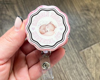 Snuggle Squad NICU Nurse Badge Reel | Neonatal ICU | Gifts For Nurses | Glitter Badge Reel | Acrylic Badge Reel | RN | Healthcare Worker