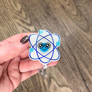 Cute Science Atom Nerdy Badge Reel | Nurse | Gifts For Healthcare Workers | Glitter Badge Reel | Laboratory | Healthcare Worker | Scientist